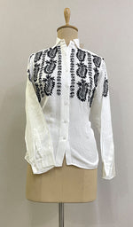 将图像加载到图库查看器中， Nadia Women&#39;s Lakhnavi Handcrafted Linen Cotton Chikankari Top - HONC0220903
