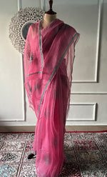 将图像加载到图库查看器中， Women's Lucknowi Handcrafted Pure Organza Silk Chikankari Saree - HONC0321772
