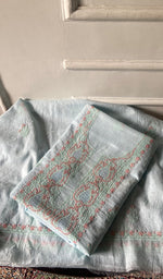 Load image into Gallery viewer, Zoha Women's Lakhnavi Handcrafted Mul Chanderi Unstitched Kurta And Dupatta Set- HONC0365497