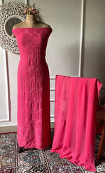 Load image into Gallery viewer, Women&#39;s Lakhnavi Handcrafted Viscose Georgette Chikankari Full Suit Material - HONC0299911
