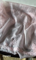 Load image into Gallery viewer, Women&#39;s Lakhnavi Handcrafted Organza Chikankari Unstitched Full Suit Material - HONC0271220
