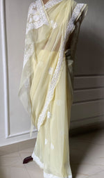 Load image into Gallery viewer, Women&#39;s Lakhnavi Handcrafted Faux-Georgette Chikankari Saree - HONC0228969
