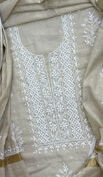 将图像加载到图库查看器中， Women&#39;s Lakhnavi Handcrafted Munga Silk Chikankari Kurta And Dupatta Set - HONC0199288
