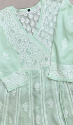 将图像加载到图库查看器中， Abisha Women&#39;s Lucknowi Handcrafted Cotton Chikankari Angrakha - HONC0232851
