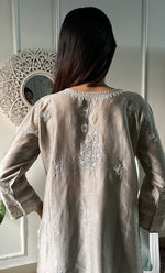 Load image into Gallery viewer, Women's Lakhnavi Handcrafted Mul Chanderi  Chikankari Top - HONC0329095