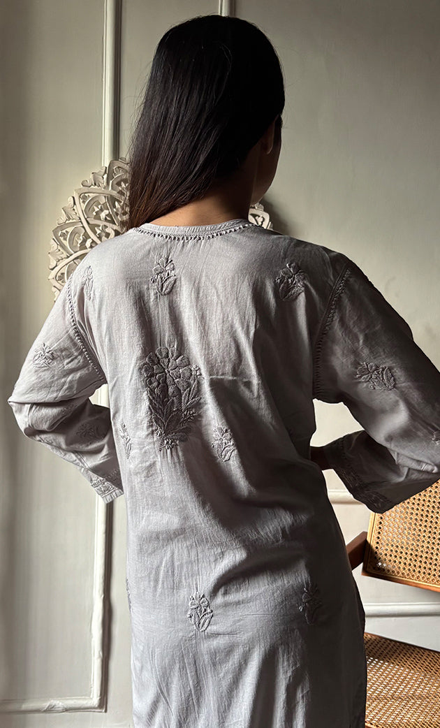 Women's Lakhnavi Handcrafted Cotton Chikankari Kurta And Palazzo Set - HONC0286950