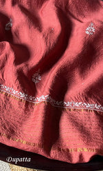 Load image into Gallery viewer, Women's Lakhnavi Handcrafted Munga Silk Chikankari Kurta And Dupatta Set- HONC0282386