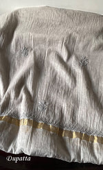 Load image into Gallery viewer, Women's Lakhnavi Handcrafted Mul Chanderi Unstitched Chikankari Full Suit Material - HONC0319531