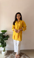 Trisha Women's Lakhnavi Handcrafted Cotton Oversized   Chikankari Top - HONC0325771