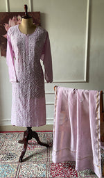 Load image into Gallery viewer, Women's Lakhnavi Handcrafted Chanderi Silki Semi - Stitched Kurta And Dupatta Set - HONC0371445