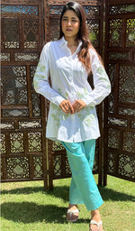 Load image into Gallery viewer, Women&#39;s Lakhnavi Handcrafted Cotton Chikankari Kurta And Pant Set - HONC0281771
