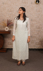 Load image into Gallery viewer, Fareeha Women&#39;s Lakhnavi Handcrafted Viscose Georgette Chikankari Kurti - HONC0282661
