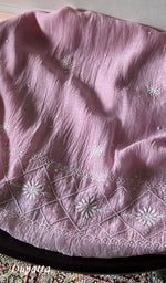 将图像加载到图库查看器中， Women's Lakhnavi Handcrafted Mul Chanderi Semi - Stitched Chikankari Full Suit Material - HONC0360100