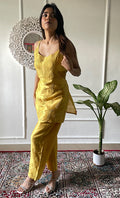 Amreena Women's Lakhnavi Handcrafted Chanderi Silk Chikankari Top And Pant Set - HONC0322964