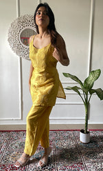 Load image into Gallery viewer, Amreena Women's Lakhnavi Handcrafted Chanderi Silk Chikankari Top And Pant Set - HONC0322964