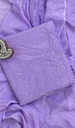 Load image into Gallery viewer, Women&#39;s Lucknowi Handcrafted Muslin Chikankari Suit Material - HONC0129616