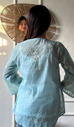 Load image into Gallery viewer, Vaanya Women's Lakhnavi Handcrafted Mul Chanderi Chikankari Top - HONC0334167