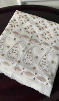 Saima Women's Lakhnavi Handcrafted Pure Silk Georgette Chikankari  Kurti Fabric - HONC0229266