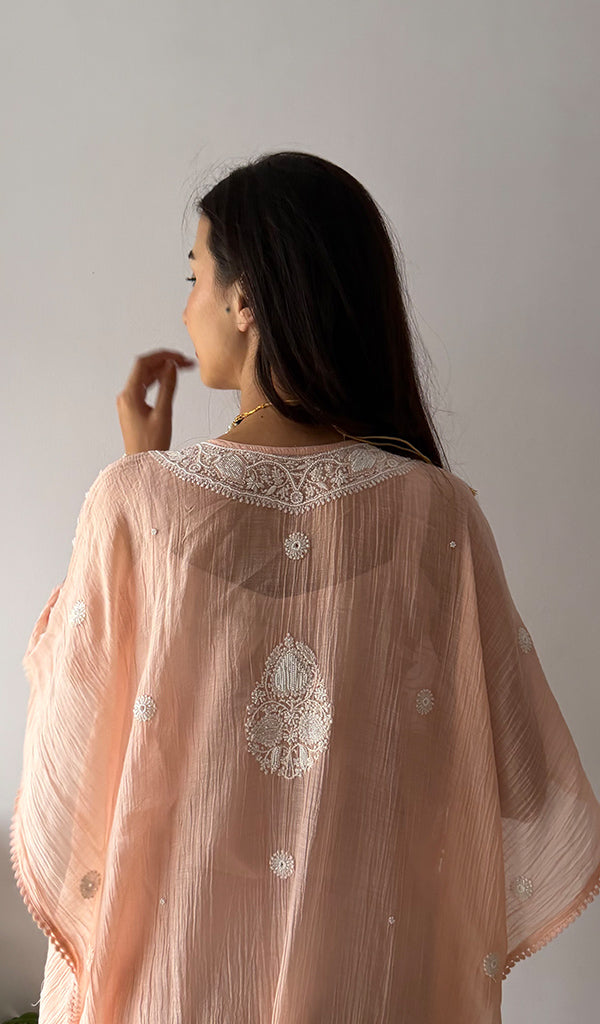 Women's Lucknowi Handcrafted Mul chanderi Chikankari Kaftan - HONC0361360