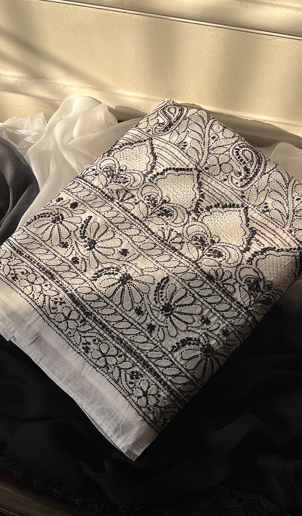 Alayna Women's Lakhnavi Handcrafted Unstitched Cotton Chikankari Suit Material - HONC0294234