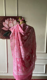 将图像加载到图库查看器中， Samaira Women's Lucknowi Handcrafted Faux-Georgette Chikankari Saree - HONC0348736