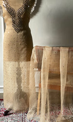 将图像加载到图库查看器中， Alfia Women&#39;s Lakhnavi Handcrafted Pure Organza Chikankari Unstitched Kurta And Dupatta Set- HONC0328073
