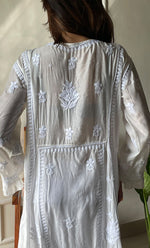 Load image into Gallery viewer, Women&#39;s Lucknowi Handcrafted Muslin Chikankari Kurti - HONC0292647
