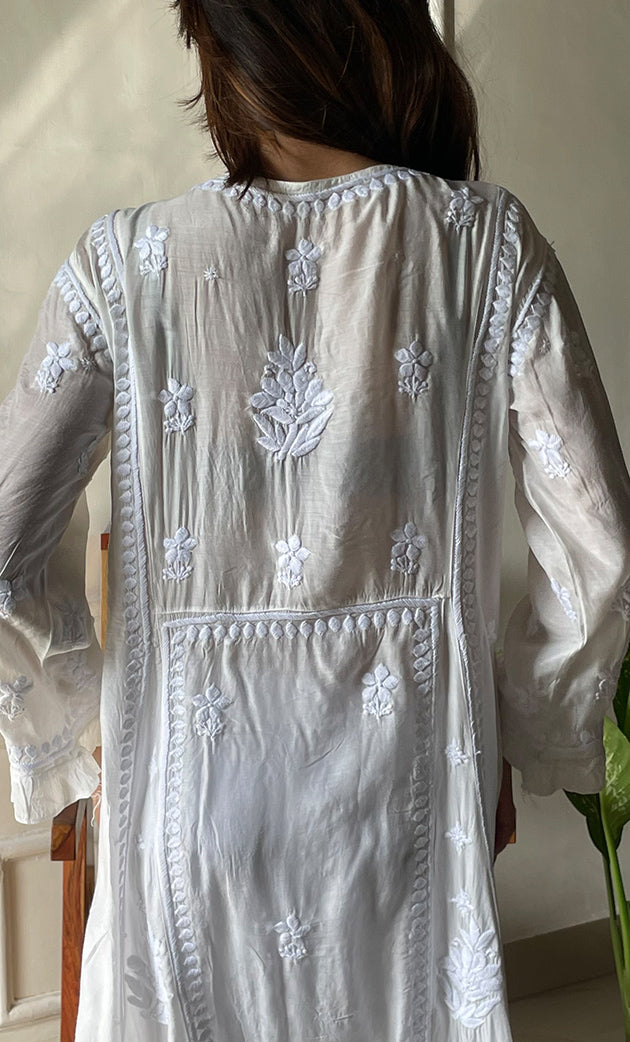 Women's Lucknowi Handcrafted Muslin Chikankari Kurti - HONC0292647