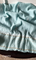 Load image into Gallery viewer, Women's Lakhnavi Handcrafted Mul Chanderi Semi - stitched Chikankari Full Suit Material - HONC0323621