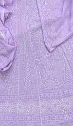 将图像加载到图库查看器中， Women&#39;s Lucknowi Handcrafted Viscose Georgette Chikankari Anarkali Full Set- HONC0196388
