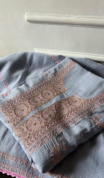 Load image into Gallery viewer, Women's Lakhnavi Handcrafted Mul Chanderi Unstitched Chikankari Full Suit - HONC0349091