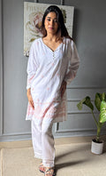 Rehana Women's Lakhnavi Handcrafted Modal Cotton Chikankari Top - HONC0307537