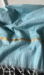 Load image into Gallery viewer, Women&#39;s Lakhnavi Handcrafted Mul Chanderi Chikankari Full Suit Material - HONC0271179
