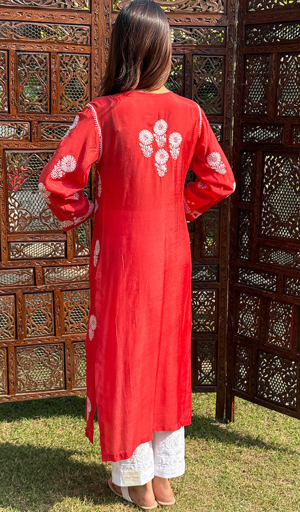 Red Lucknowi Chikankari kurtas