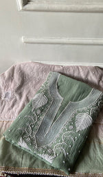 将图像加载到图库查看器中， Women's Lakhnavi Handcrafted Mul Chanderi Unstitched Kurta And Dupatta Set- HONC0355598