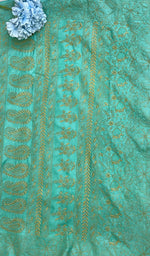 将图像加载到图库查看器中， Women&#39;s Lakhnavi Handcrafted Tussar Silk Chikankari Saree - HONC0200130
