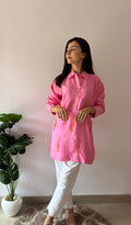 Trisha Women's Lakhnavi Handcrafted Cotton Oversized Chikankari Top - HONC0325776