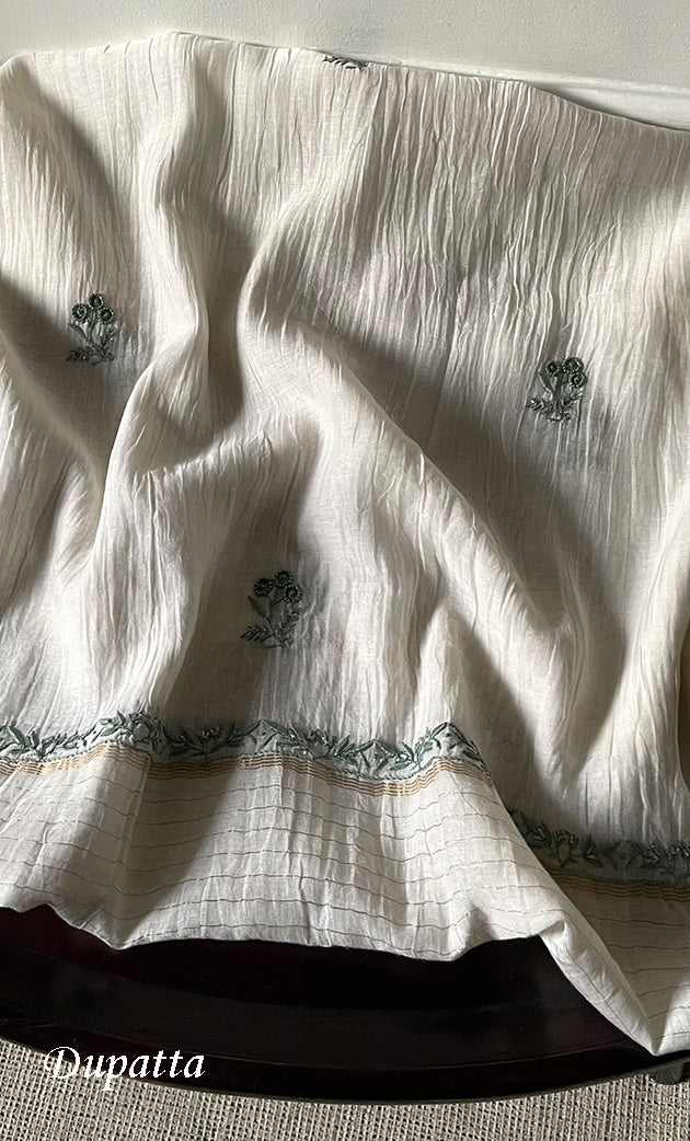 Titlee Women's Lakhnavi Handcrafted Unstitched Mul Chanderi Kurta And Dupatta Set - HONC0260939