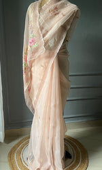 Load image into Gallery viewer, Women&#39;s Lucknowi Handcrafted Pure Organza Silk Chikankari Saree - HONC0282492
