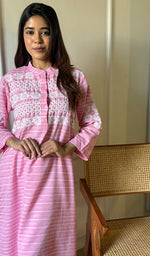 Load image into Gallery viewer, Amanat Women&#39;s Lucknowi Handcrafted Cotton Chikankari Kurti - HONC0276852
