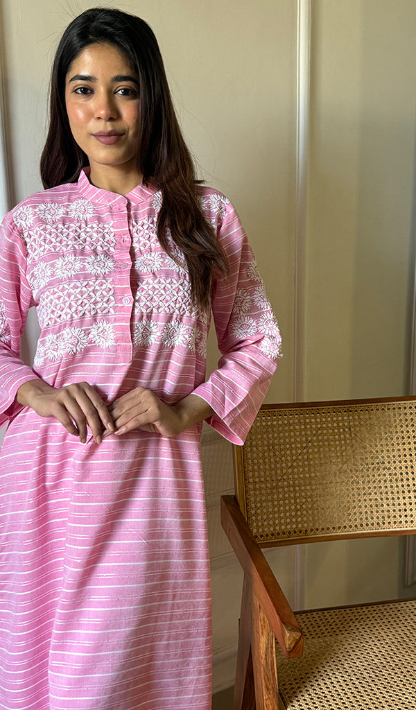 Amanat Women's Lucknowi Handcrafted Cotton Chikankari Kurti - HONC0276852