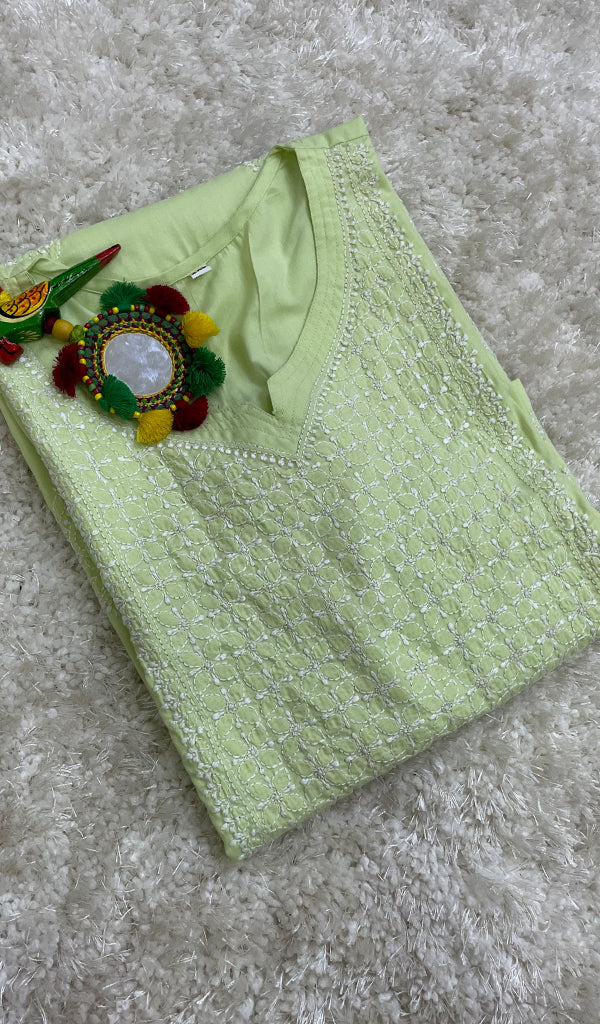 Sufiyani Women's Lucknowi Handcrafted Mul Cotton Chikankari Kurti - HONC0161338