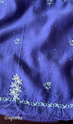 Load image into Gallery viewer, Saziya Women&#39;s Lakhnavi Handcrafted Mul Chanderi Semi - Stitched Kurta And Dupatta Set - HONC0307235
