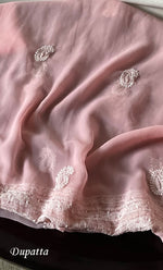 Load image into Gallery viewer, Women&#39;s Lakhnavi Handcrafted Unstitched Faux-Georgette Chikankari Suit Material - HONC0291829
