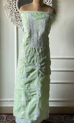 Load image into Gallery viewer, Shumaira Women's Lakhnavi Handcrafted Cotton Chikankari Unstitched Kurti Fabric - HONC0326386