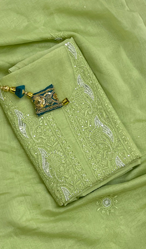 Women's Lakhnavi Handcrafted Mul Chanderi Kurta And Dupatta Set- HONC089416