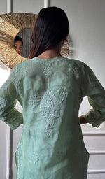 Load image into Gallery viewer, Women's Lakhnavi Handcrafted Cotton Chikankari Kurti - HONC0356953