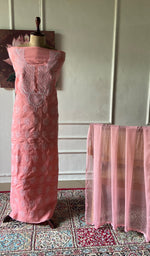将图像加载到图库查看器中， Women's Lakhnavi Handcrafted Cotton Unstitched Chikankari Suit Material - HONC0360785