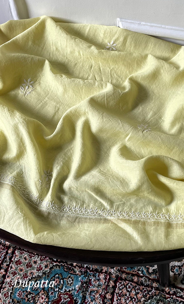 Women's Lakhnavi Handcrafted Unstitchd Maheshwari  Mul Chanderi Kurta And Dupatta Set - HONC0268527