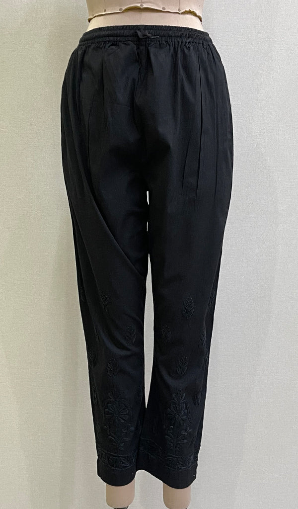 Women's Lucknowi Handcrafted Linen Cotton Chikankari Pant - HONC0165830